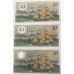 AUSTRALIA 1988 . TEN 10 DOLLARS BANKNOTE . FRASER/JOHNSTON . CONSECUTIVE TRIO . LAST PREFIX AB33